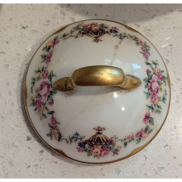 Haviland & Co Limoges Cream Sugar Bowl Gold Handles Bouquet Urn - Picture 13 of 16